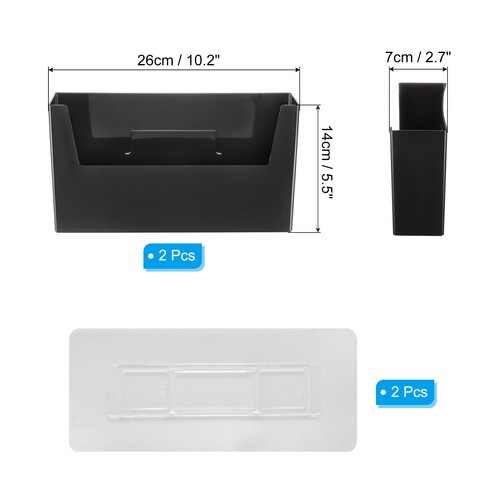 2 Pcs No Drilling File Holder Wall Mount Paper Magazine Mail Organizer Black - Picture 2 of 6