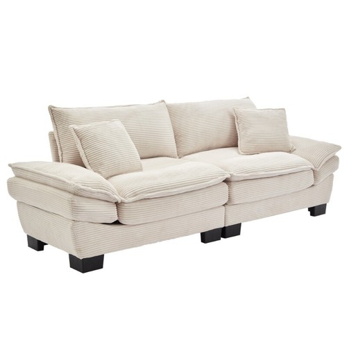 Corduroy Sofa Sleeper Couch Loveseat Sofa with PillowsComfy Upholstered DeepSeat - Picture 24 of 130