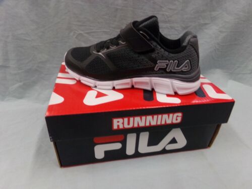 Boys Fila Primeforce 2 Strap Running Shoes Black & Gray NEW