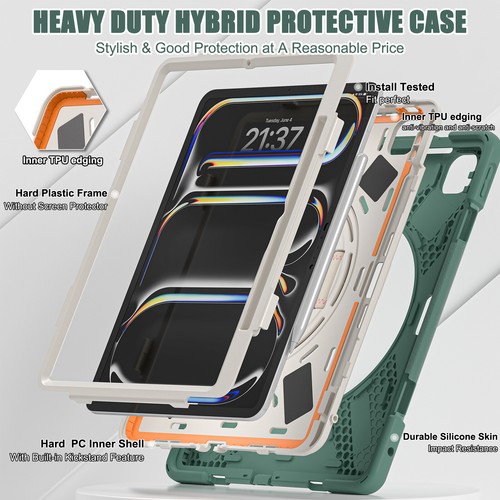For iPad Pro 11/Air 13 2024 Heavy Duty Shoulder Strap Soft HD Screen Film Case - Picture 96 of 100