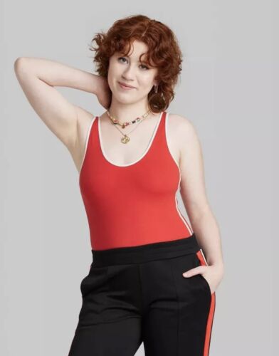 Wild Fable Red White Stripes Tank Top Bodysuit - XXL - Picture 2 of 4