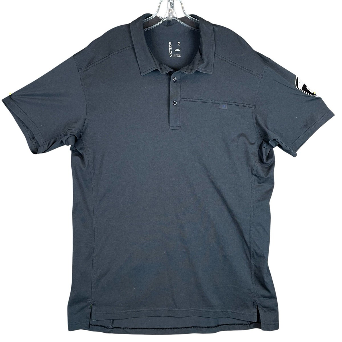 Arcteryx CS Polo Shirt Mens XL Black Shield Patch Short