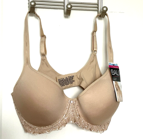 Bali 3443 glatter ultraleichter bestickter Spitzen BH mit Bügel Damen 34C beige - Bild 4 von 8