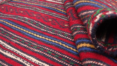 Afghan Kelim Soumakh Ghalmuri Teppich 80x300 Handgewebt Läufer Rot Streifen d - Picture 7 of 8