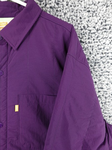 Levi’s Puffer Jacket Mens Large Gold Tab Shacket Snap Purple New With Tags - Picture 3 of 16