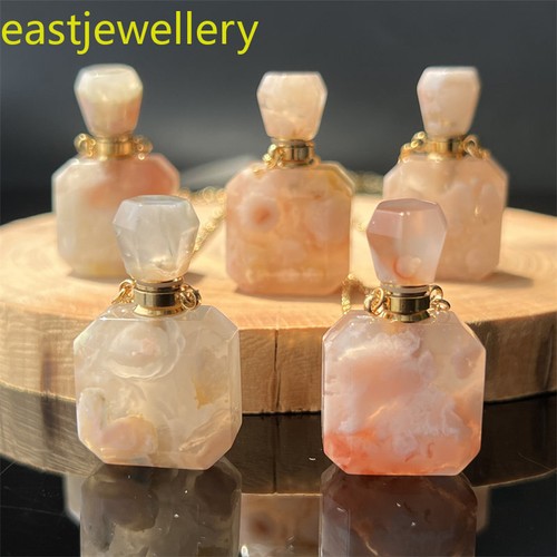 1x Natural cherry blossom agate Perfume Bottles Quartz Crystal pendant reiki - Picture 2 of 12