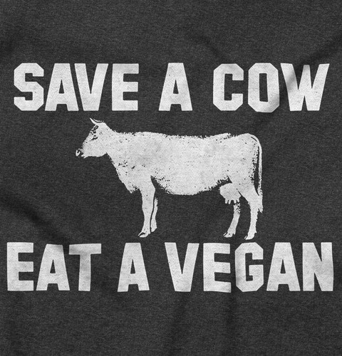 Funny Diet Joke Save A Cow Eat A Vegan Humor Hoodie Hooded Sweatshirt Men Women - Picture 2 of 18