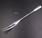 Solid 999 Fine Silver Two Teeth Fork Polish Handle Fruit Fork 5.12inch Length