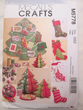 McCalls 5778 Christmas Decor Pattern Plush Trees Ornaments Card Display Stocking