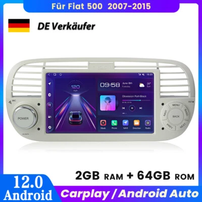 Radio de coche para Fiat 500 2007-2015 Carplay 2+64G GPS NAVI BT DSP WIFI DAB+ Android