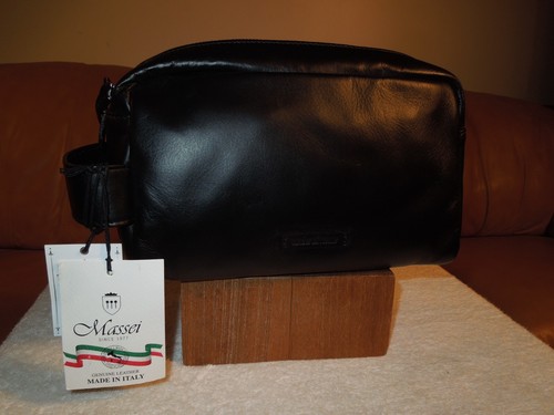 Bolso de tocador Massei con cremallera de cuero negro - NUEVO - Imagen 2 de 16