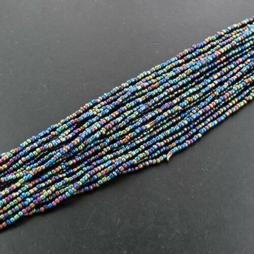 Collana lunga con perle di semi neri di pavone 8 fili, 18" - Foto 2 di 3