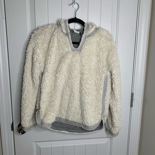 Felpa con cappuccio Anthropologie ecopelliccia teddy sherpa bianca pullover taglia XS - Foto 4 di 8