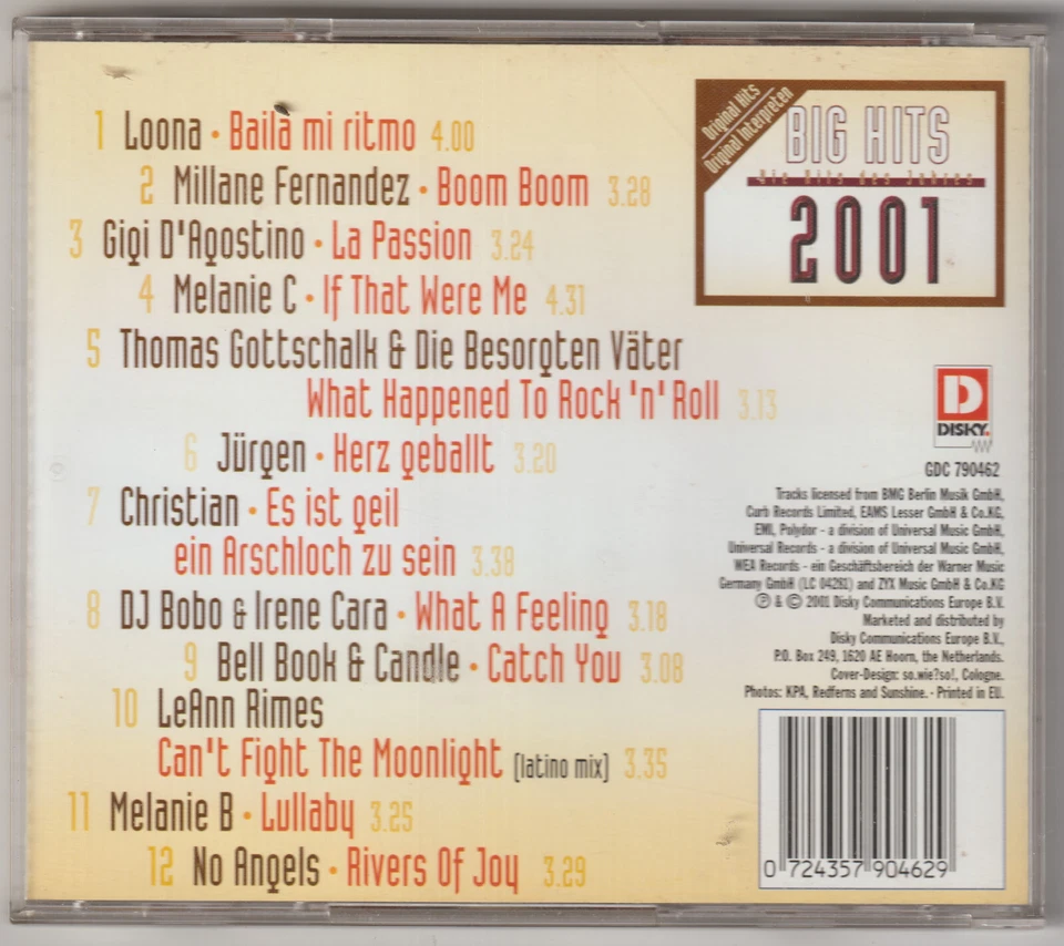 Big Hits 2001 - Die Hits des Jahres [12 Track CD Album] - Bild 2 von 2