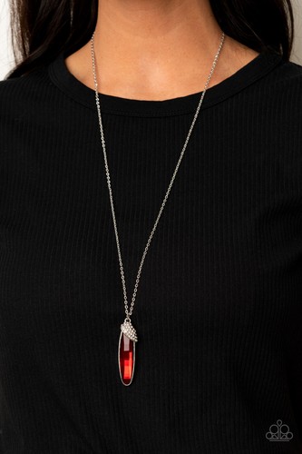 Paparazzi - Pulsera Brillo Glamoroso - Collar Brillo Espontáneo - Conjunto Rojo - Imagen 2 de 5