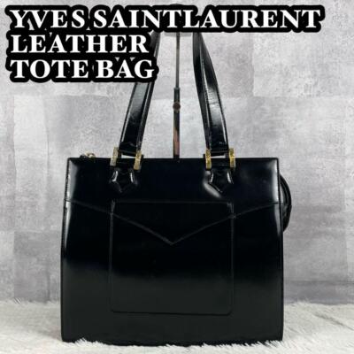 Yves Saint Laurent Leather Shoulder Bag Auth Black Medium
