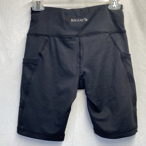BALEAF High Waist Workout, Running Shorts Women Small Black Phone Side Pockets - Picture 2 of 13