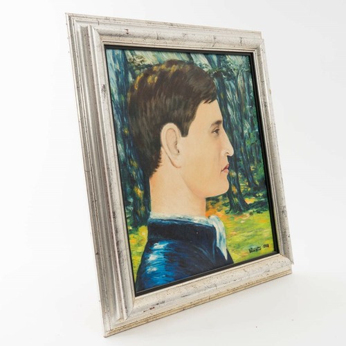 Original Signed Vlasto Stefanovic 1968 Self Portrait Oil Painting Framed 20"x23" - Picture 6 of 7