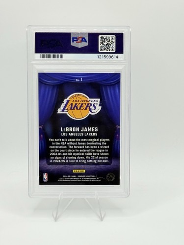 Lebron James 2024-25 Panini Donruss Magicians Blue Disco #1 PSA8 - Lakers /75 - Foto 4 di 4