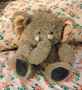 This Is A Gray/Beige Washable Plush Elephant Heating Pad For Adults And Children