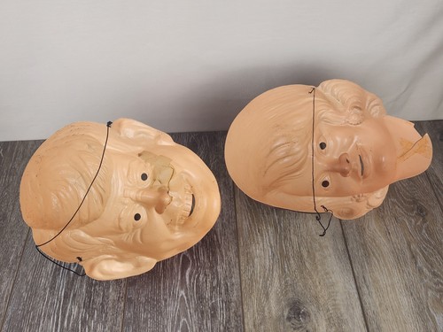 Vintage 1960s John F Kennedy Jackie Kennedy Plastic Halloween Mask Set - Picture 7 of 11