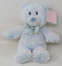 Russ Baby Blue Teddy Bear Plush My First Teddy 16" 25914 Striped Bow VTG Y2K