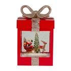 Northlight 7-Inch Lighted Red Gift Box Christmas Snow Globe with Santa Reindeer