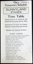 Sunnyland Stages Illinois Temporary Schedule Time Table 1929