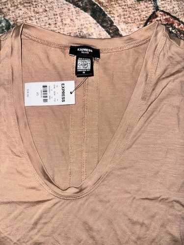 Express Supersoft Relaxed Scoop Neck Tunic Tee NWT XS - Black And Tan - Picture 3 of 6