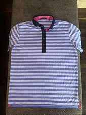 Greyson Polo Shirt Adult Large Blue Pink Mens Golf Striped Stretch Casual
