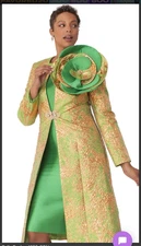 TALLY TAYLOR   DRESS SUIT /NEW WITH TAG/RETAIL$280/SIZE 14/LINED/GREEN/GOLD