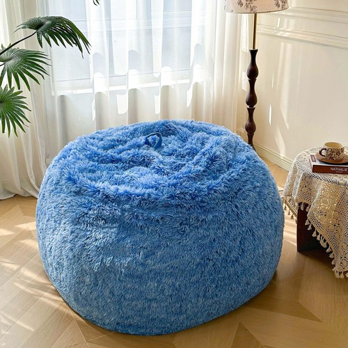 MEGO 5FT Fluffy Faux Fur Giant Bean Bag Chair Cover (No Filler), Cozy Plush S... - Picture 5 of 7