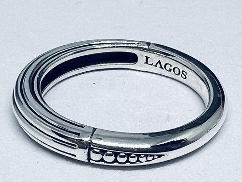 Vintage Lagos Caviar Groove Design 925 Sterling Silver Stackable Band Ring 6.75 - Picture 6 of 13