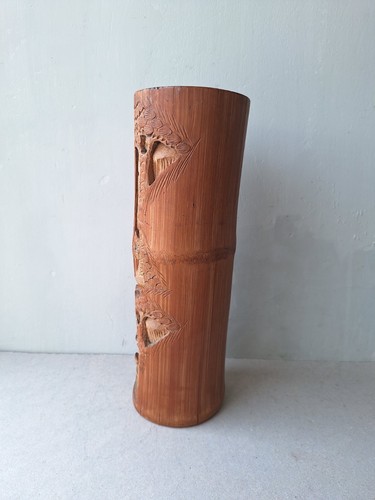 Antique Vintage Chinese Carved Bamboo Vase - Picture 7 of 10