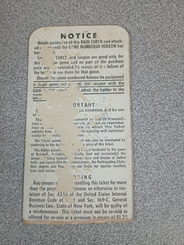 1957 New York Yankees World Series Game 1 Upper Stand Ticket Stub - Bild 4 von 4