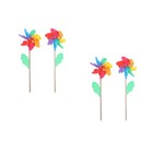 4 PCS  30CM Hexagonal Colorful Windmill Toy Beautiful Garden Windmill Adornment