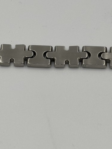 Stainless Steel Puzzle Piece Links Bracelet - Picture 17 of 22