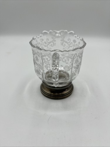 Vintage Cambridge Glas Chantilly geätztes Muster Milchkännchen Sterlingsilber Sockel - Bild 4 von 8