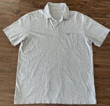 Vineyard Vines Polo Shirt Mens Medium Gray Stripe Pima Cotton Pocket Tagless