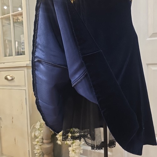 Gunne Sax Jessica McClintock marineblau Samt Pailletten Kleid Damen 13/14 Vintage 90er USA - Bild 9 von 11