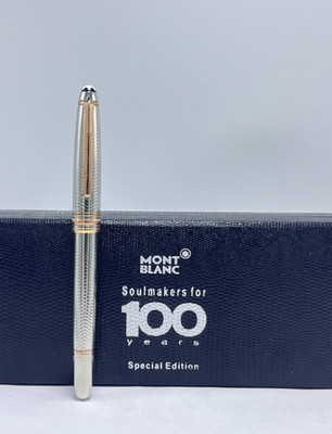 Nice Montbanc Meisturstuck Silver & Body + Bronze Clip Ballpoint Pen l Black Ink