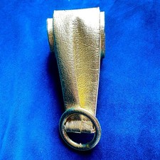 Vintage 90s Retro Belt Medium Faux Leather Gold Metallic Wide Sash Glam Y2K