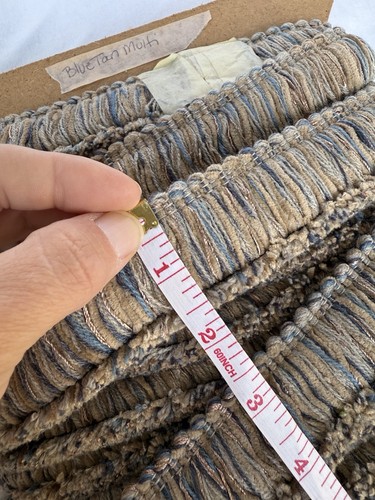 7.5 yards BRUSH FRINGE 1 5/8” Blue Tan Upholstery Fabric Trim - Picture 3 of 4