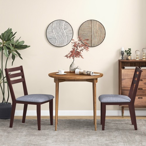 Upholstered Dining Chair Set of 2 Armless Cushioned Seat Hollow Curved Backrest - Picture 3 of 8