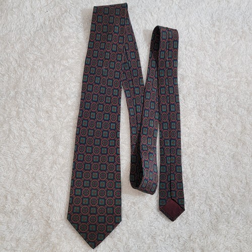 VTG Richel De Luxe Silk Geometric Medallion Foulard Tie Hand Made Italy EUC 58" - Picture 2 of 7