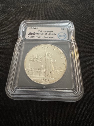 1986-P MS69+ 90% Silver STATUE OF LIBERTY $1 Dollar IGC Austin Hutto Signed - Picture 3 of 4