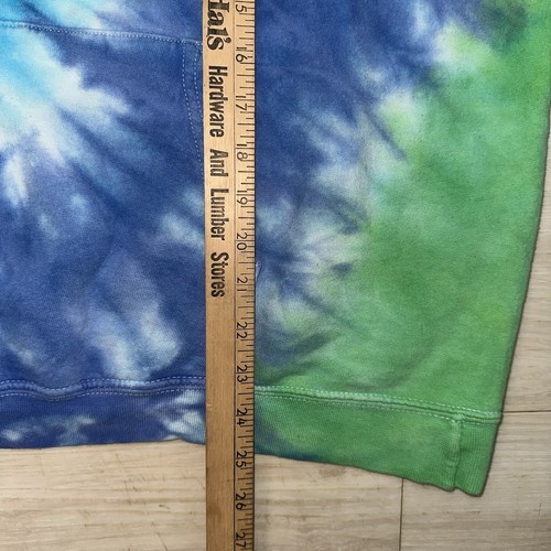 Felpa con cappuccio vintage blu verde tie dye pullover unisex XL grunge skater streetwear - Foto 7 di 10
