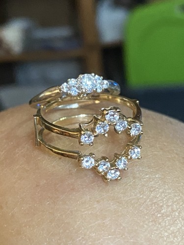 10K Solid Yellow And White Gold CZ Wedding Band 1.6G And 3.7G Cocktail Ring - Picture 1 of 6