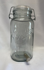 Vintage Ball Ideal Mason Jar Beverage Dispenser with Spigot - Eagle Emblem Glass