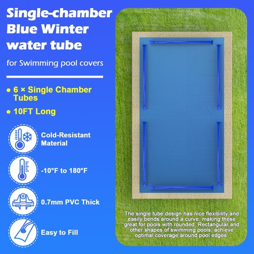 Camitlli 6 Pack 0.7mm Thicker Pool Cover Water Bags, 10FT Blue Single Chamber... - Picture 2 of 6